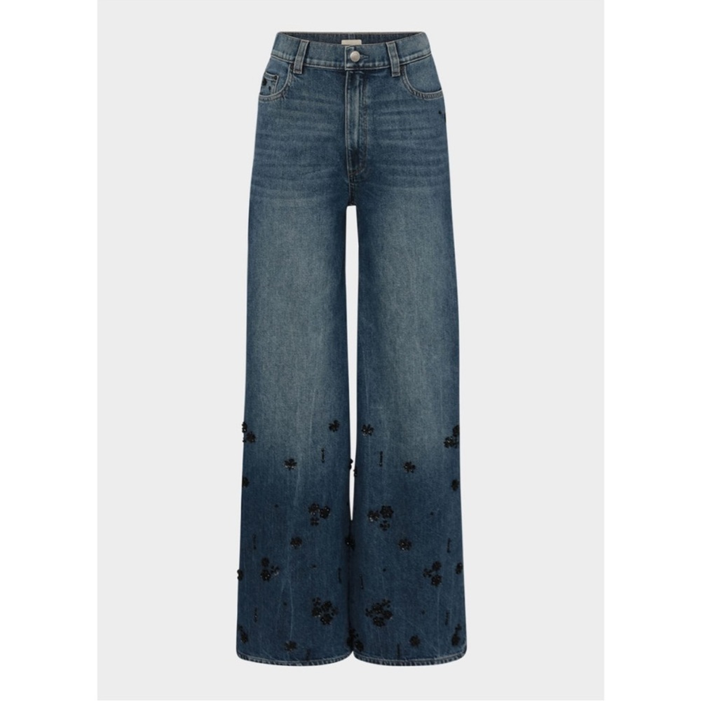 DL1961 Hepburn Wide Leg High Rise Jeans in Embellished New with Tags! - Picture 2 of 9